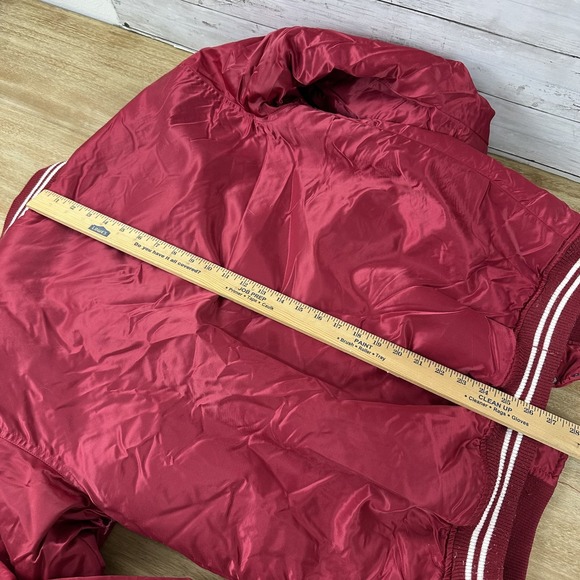 Arkansas Razorbacks Starter Jacket Mens Medium Red Satin Bomber NCAA SEC - Picture 14 of 14